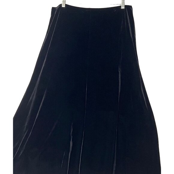 R & K Evening Black Velvet Skirt Size 14 Midi A Style Stretch Elastic Waist - Picture 13 of 15
